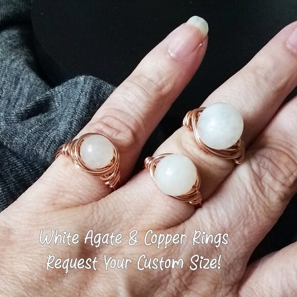 Size 7! White Agate & Copper Wire Ring! Sleek, Sexy & Feminine! - Picture 8 of 11